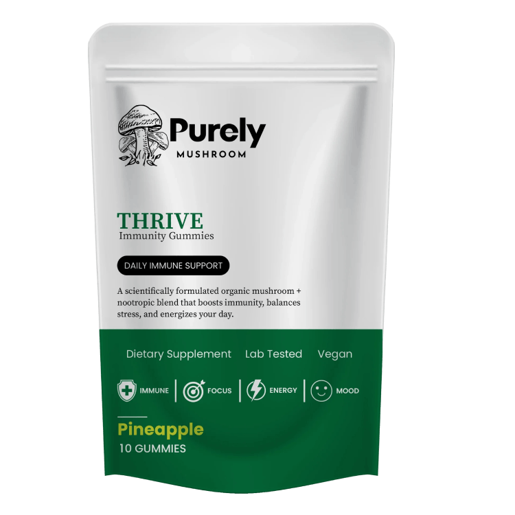 Purely Mushroom Thrive Immunity Pineapple Gummies Front View