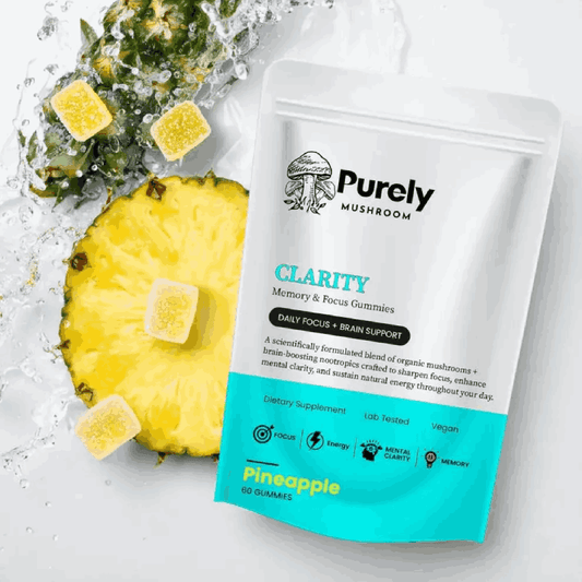 Purely Mushroom Clarity and Focus Pineapple Gummies Top View