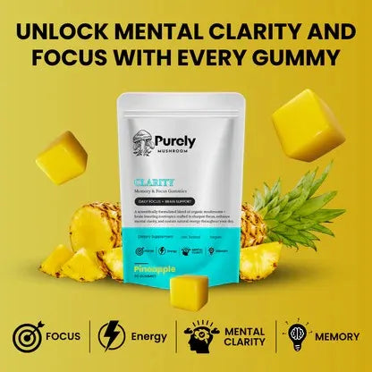 Purely Mushroom Clarity and Focus Pineapple Gummies 