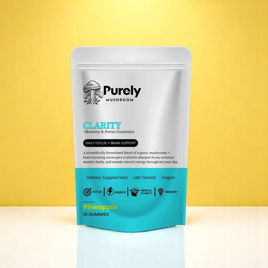 Clarity Mushroom Pineapple Gummies Front View