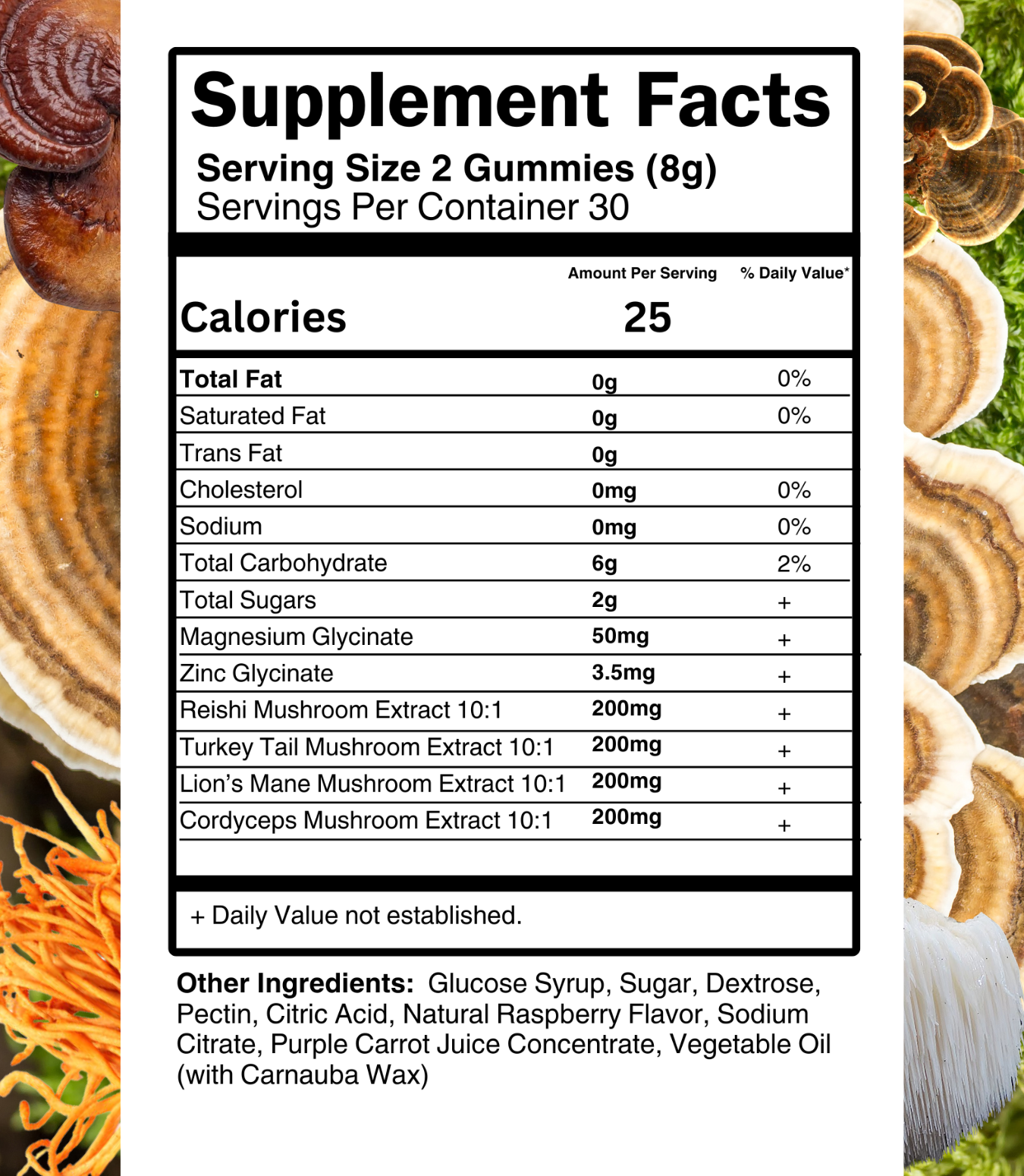 Purely Mushroom Thrive Gummies Supplement Facts