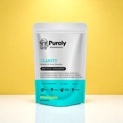 Purely Mushroom Clarity and Focus Pineapple Gummies Front View